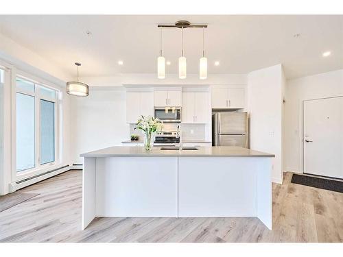 307-205 Spring Creek Common Sw, Calgary, AB - Indoor Photo Showing Kitchen With Upgraded Kitchen