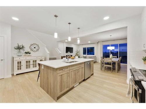 907 Langholm Drive Se, Airdrie, AB - Indoor Photo Showing Kitchen With Double Sink With Upgraded Kitchen