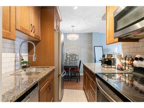 205-507 57 Avenue Sw, Calgary, AB - Indoor Photo Showing Kitchen With Double Sink