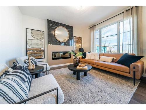 196 Lewiston Drive Ne, Calgary, AB - Indoor Photo Showing Living Room With Fireplace