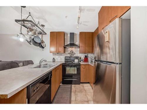 320-5115 Richard Road Sw, Calgary, AB - Indoor Photo Showing Kitchen With Double Sink