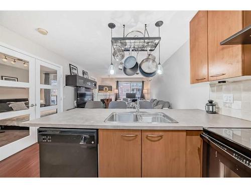 320-5115 Richard Road Sw, Calgary, AB - Indoor Photo Showing Kitchen With Double Sink