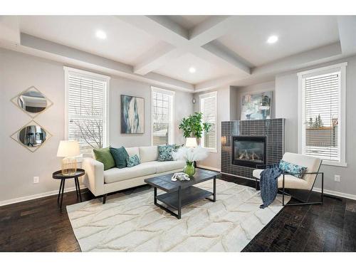 72 Sage Berry Road Nw, Calgary, AB - Indoor Photo Showing Living Room With Fireplace