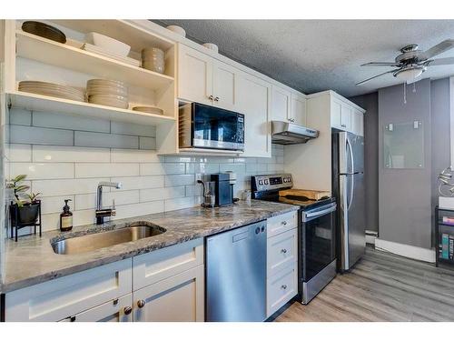 302-1027 Cameron Avenue Sw, Calgary, AB - Indoor Photo Showing Kitchen With Stainless Steel Kitchen With Upgraded Kitchen