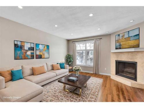 1801B 41 Street Nw, Calgary, AB - Indoor Photo Showing Living Room With Fireplace