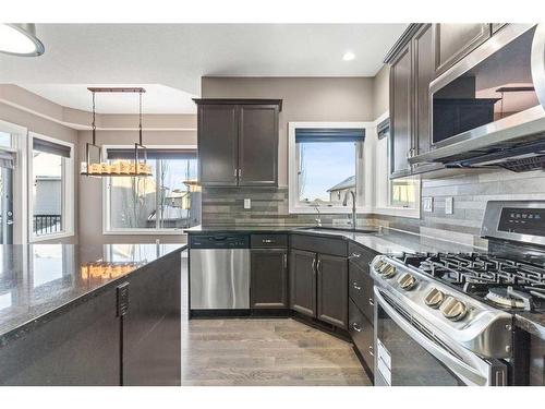 134 Rainbow Falls Blvd, Chestermere, AB - Indoor Photo Showing Kitchen With Upgraded Kitchen