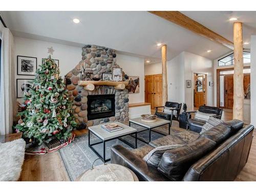 52138 Township Road 263, Rural Rocky View County, AB - Indoor Photo Showing Living Room With Fireplace