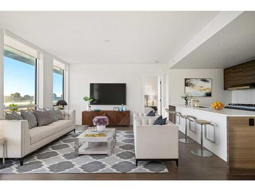 804-1501 6 Street Sw, Calgary, AB - Indoor Photo Showing Living Room