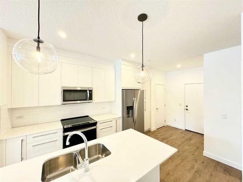 2101-111 Wolf Creek Drive Se, Calgary, AB - Indoor Photo Showing Kitchen With Double Sink