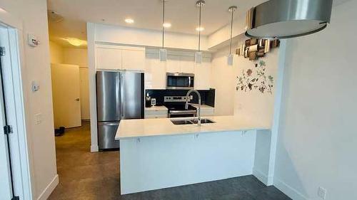 409-19621 40 Street, Calgary, AB - Indoor Photo Showing Kitchen With Stainless Steel Kitchen With Double Sink