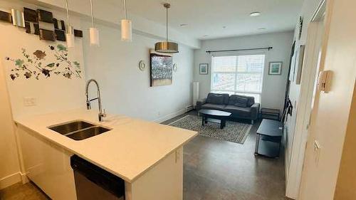 409-19621 40 Street, Calgary, AB - Indoor Photo Showing Kitchen With Double Sink