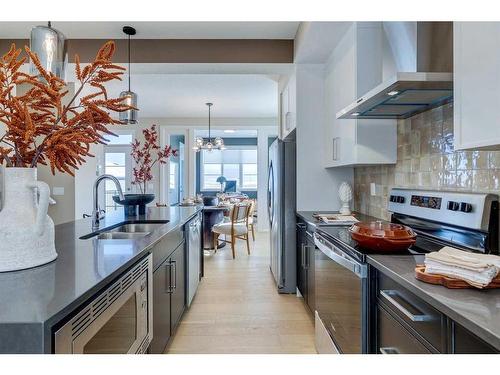 204 Langwell Common Se, Airdrie, AB - Indoor Photo Showing Kitchen With Stainless Steel Kitchen With Double Sink With Upgraded Kitchen