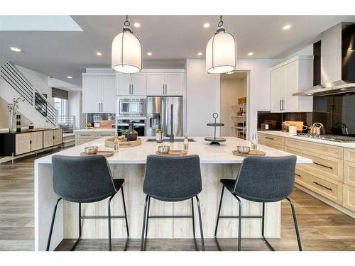 68 Dawson Wharf Mount, Chestermere, AB - Indoor Photo Showing Kitchen With Stainless Steel Kitchen With Upgraded Kitchen