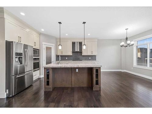 1108 Veterans Avenue, Crossfield, AB - Indoor Photo Showing Kitchen With Stainless Steel Kitchen With Upgraded Kitchen