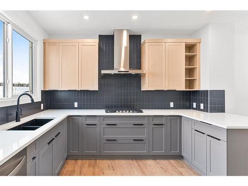 139 Lewiston Drive Ne, Calgary, AB - Indoor Photo Showing Kitchen With Double Sink With Upgraded Kitchen