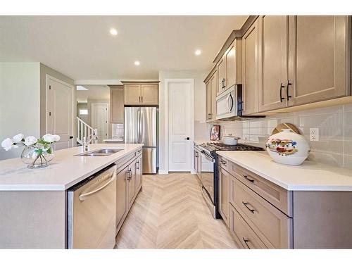 48 Shawnee Green Sw, Calgary, AB - Indoor Photo Showing Kitchen With Double Sink