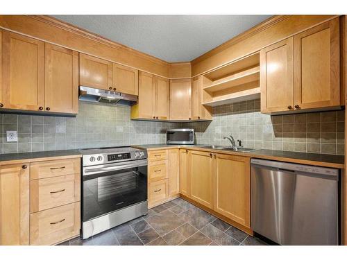 53-3015 51 Street Sw, Calgary, AB - Indoor Photo Showing Kitchen With Double Sink