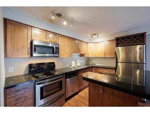 110-355 5 Avenue Ne, Calgary, AB - Indoor Photo Showing Kitchen With Stainless Steel Kitchen With Double Sink