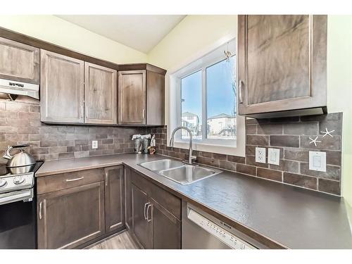 196 Sunset Circle, Cochrane, AB - Indoor Photo Showing Kitchen With Double Sink