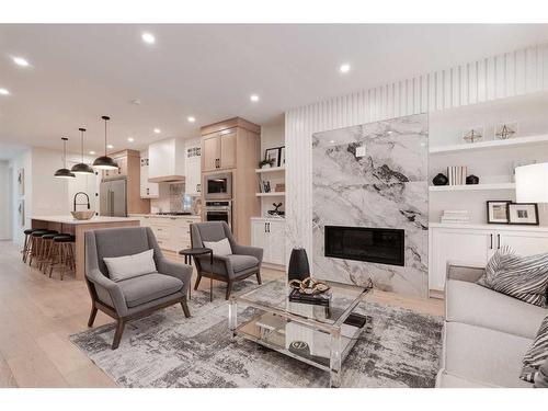 2810 35 Street Sw, Calgary, AB - Indoor Photo Showing Living Room With Fireplace