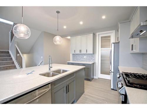 3 Precedence Green, Cochrane, AB - Indoor Photo Showing Kitchen With Double Sink With Upgraded Kitchen