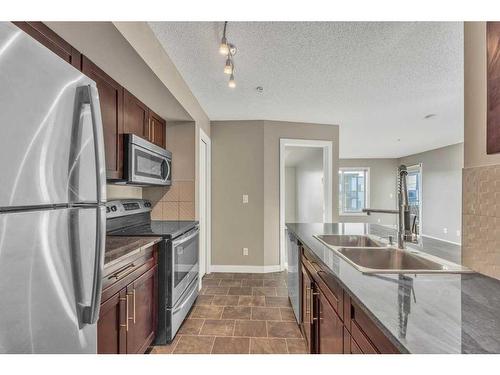 405-2715 12 Avenue Se, Calgary, AB - Indoor Photo Showing Kitchen With Double Sink