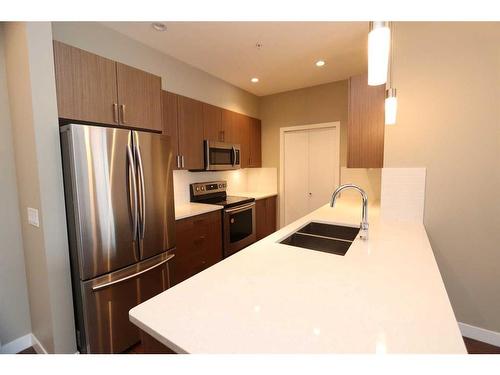 315-22 Auburn Bay Link Se, Calgary, AB - Indoor Photo Showing Kitchen With Stainless Steel Kitchen With Double Sink With Upgraded Kitchen