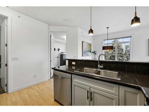 402-303 19 Avenue Sw, Calgary, AB - Indoor Photo Showing Kitchen With Double Sink