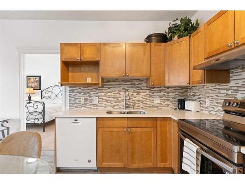 151-333 Riverfront Avenue Se, Calgary, AB - Indoor Photo Showing Kitchen With Double Sink