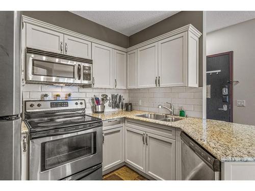 208-901 Mountain Street, Canmore, AB - Indoor Photo Showing Kitchen With Double Sink