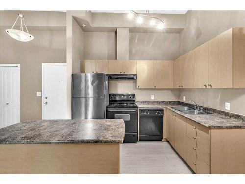 211-1111 6 Avenue Sw, Calgary, AB - Indoor Photo Showing Kitchen With Double Sink