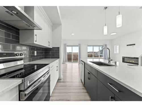 105 Legacy Glen Circle Se, Calgary, AB - Indoor Photo Showing Kitchen With Stainless Steel Kitchen With Double Sink With Upgraded Kitchen