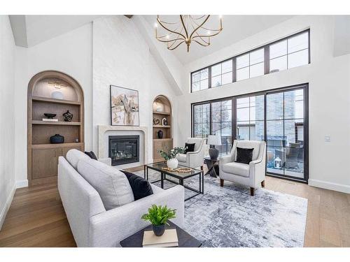 2040 56 Avenue Sw, Calgary, AB - Indoor Photo Showing Living Room With Fireplace