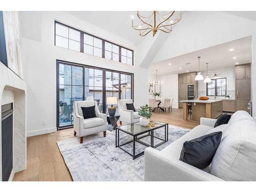 2040 56 Avenue Sw, Calgary, AB - Indoor Photo Showing Living Room With Fireplace