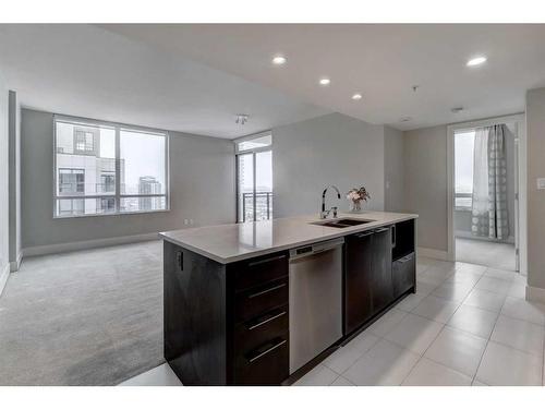 2502-1111 10 Street Sw, Calgary, AB - Indoor Photo Showing Kitchen With Double Sink