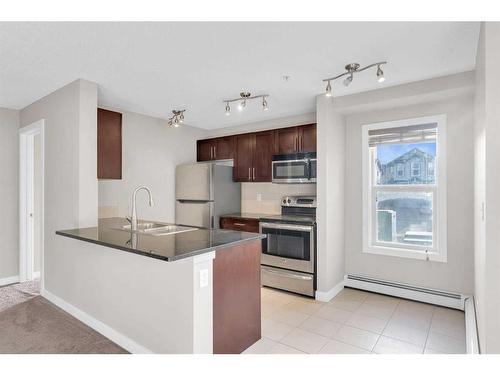 201-195 Kincora Glen Road Nw, Calgary, AB - Indoor Photo Showing Kitchen With Stainless Steel Kitchen