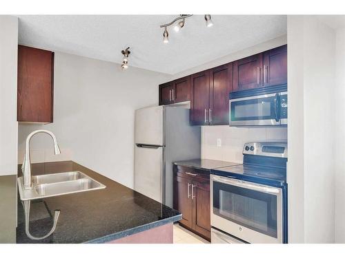 201-195 Kincora Glen Road Nw, Calgary, AB - Indoor Photo Showing Kitchen With Stainless Steel Kitchen With Double Sink