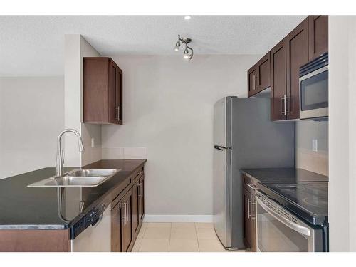 201-195 Kincora Glen Road Nw, Calgary, AB - Indoor Photo Showing Kitchen With Stainless Steel Kitchen With Double Sink