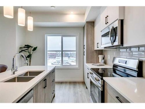 88-2117 81 Street Sw, Calgary, AB - Indoor Photo Showing Kitchen With Double Sink With Upgraded Kitchen