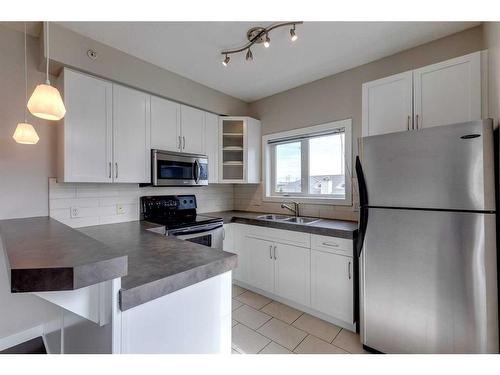 403-1108 15 Street Sw, Calgary, AB - Indoor Photo Showing Kitchen With Double Sink