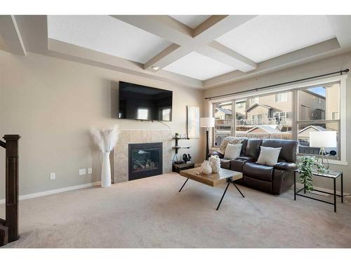 117 Sage Valley Drive Nw, Calgary, AB - Indoor Photo Showing Living Room With Fireplace