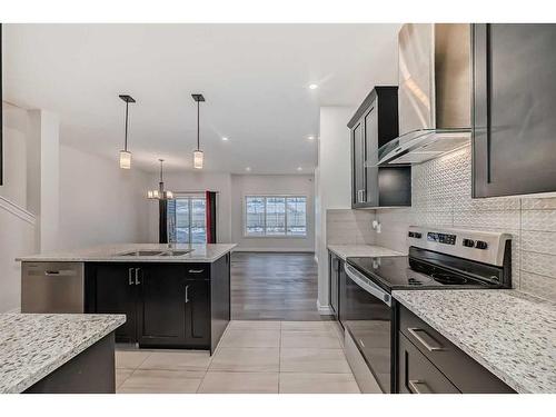 1453 Bayview Point Sw, Airdrie, AB - Indoor Photo Showing Kitchen With Double Sink With Upgraded Kitchen