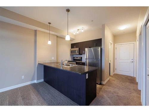 320-117 Copperpond Common Se, Calgary, AB - Indoor Photo Showing Kitchen With Stainless Steel Kitchen With Double Sink