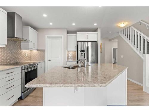 230 Hillcrest Square Sw, Airdrie, AB - Indoor Photo Showing Kitchen With Double Sink With Upgraded Kitchen