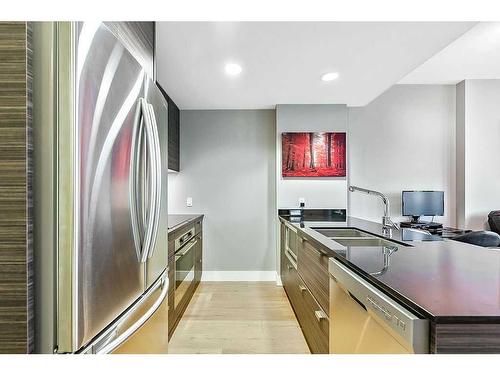 805-1500 7 Street Sw, Calgary, AB - Indoor Photo Showing Kitchen With Double Sink