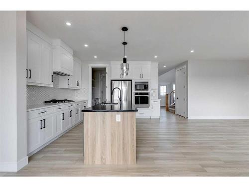 58 Hanson Drive Ne, Langdon, AB - Indoor Photo Showing Kitchen With Stainless Steel Kitchen With Upgraded Kitchen