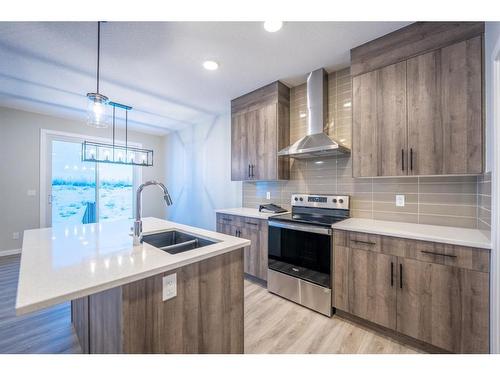 94 Finch Gardens Se, Calgary, AB - Indoor Photo Showing Kitchen With Stainless Steel Kitchen With Double Sink With Upgraded Kitchen