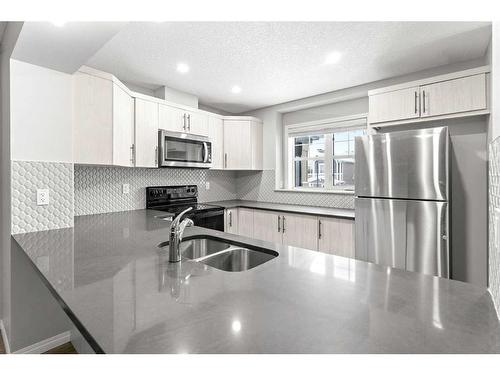 350 Hillcrest Square Sw, Airdrie, AB - Indoor Photo Showing Kitchen With Double Sink With Upgraded Kitchen