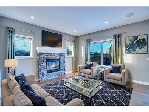 602 Edgefield Gate, Strathmore, AB - Indoor Photo Showing Living Room With Fireplace