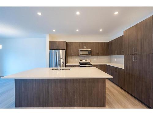 333 Baneberry Way Sw, Airdrie, AB - Indoor Photo Showing Kitchen With Double Sink With Upgraded Kitchen